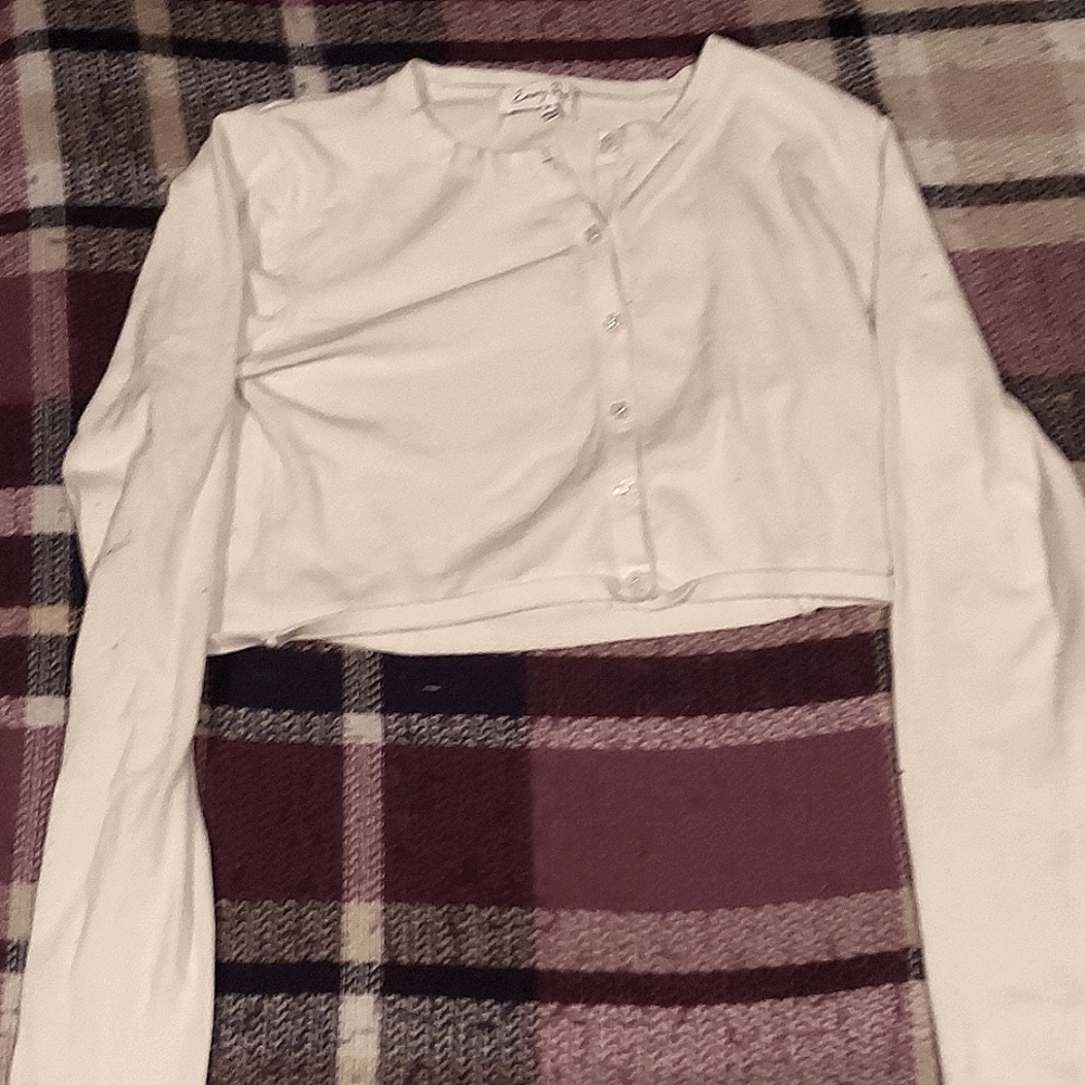 White long sleeve button up sweatshirt